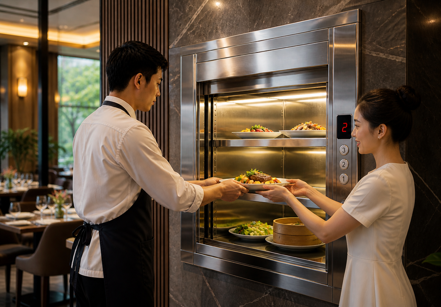 Thang máy tải thực phẩmThang&nbsp; Cho Nhà Hàng